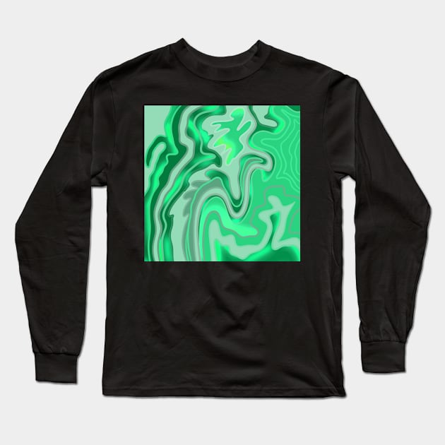 Green Fluid painting Long Sleeve T-Shirt by jen28